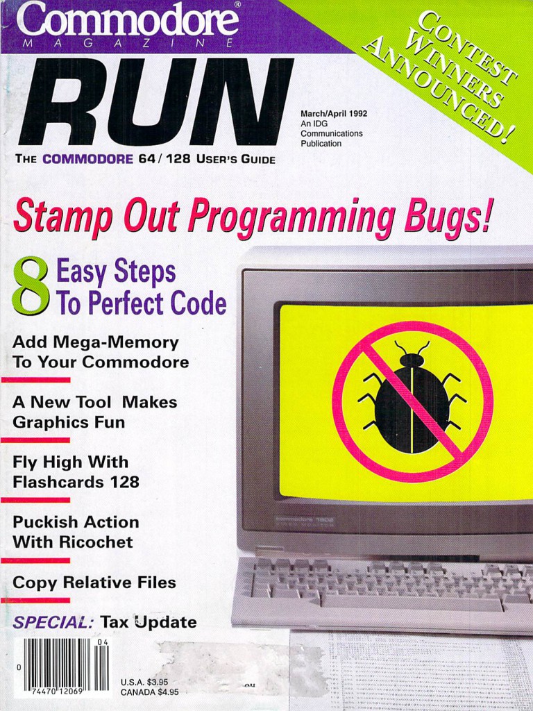 RUN The Commodore 64 / 128 User's Guide Issue Number 90 March/April 1992 Cover .